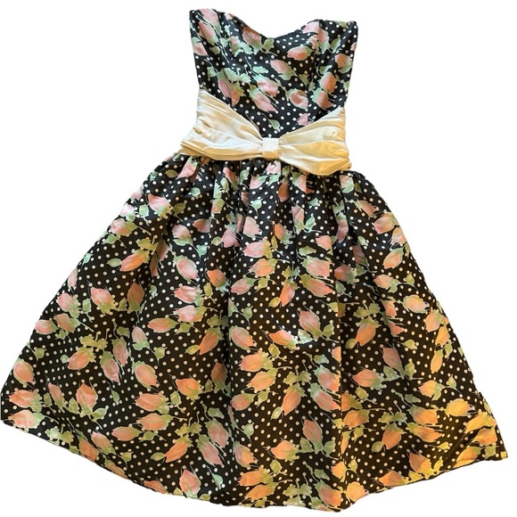 Vintage 80’s Gunne Sax Jessica McClintock Strapless Rosebud Print Dress Size 7/8 - Picture 15 of 16